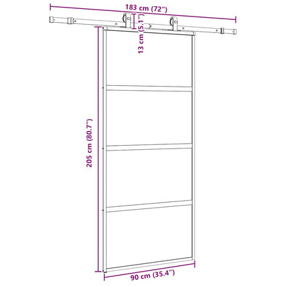 Porta Scorrevole Set Ferramenta Nera 90x205 cm Vetro Temperato | homemem39