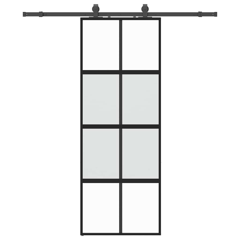 Porta Scorrevole Set Ferramenta Nera 76x205 cm Vetro Temperato | homemem39
