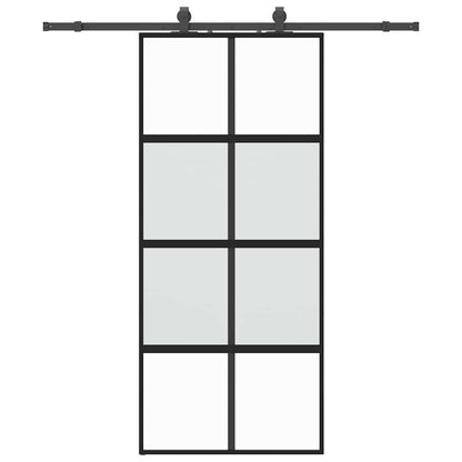 Porta Scorrevole Set Ferramenta Nera 90x205 cm Vetro Temperato