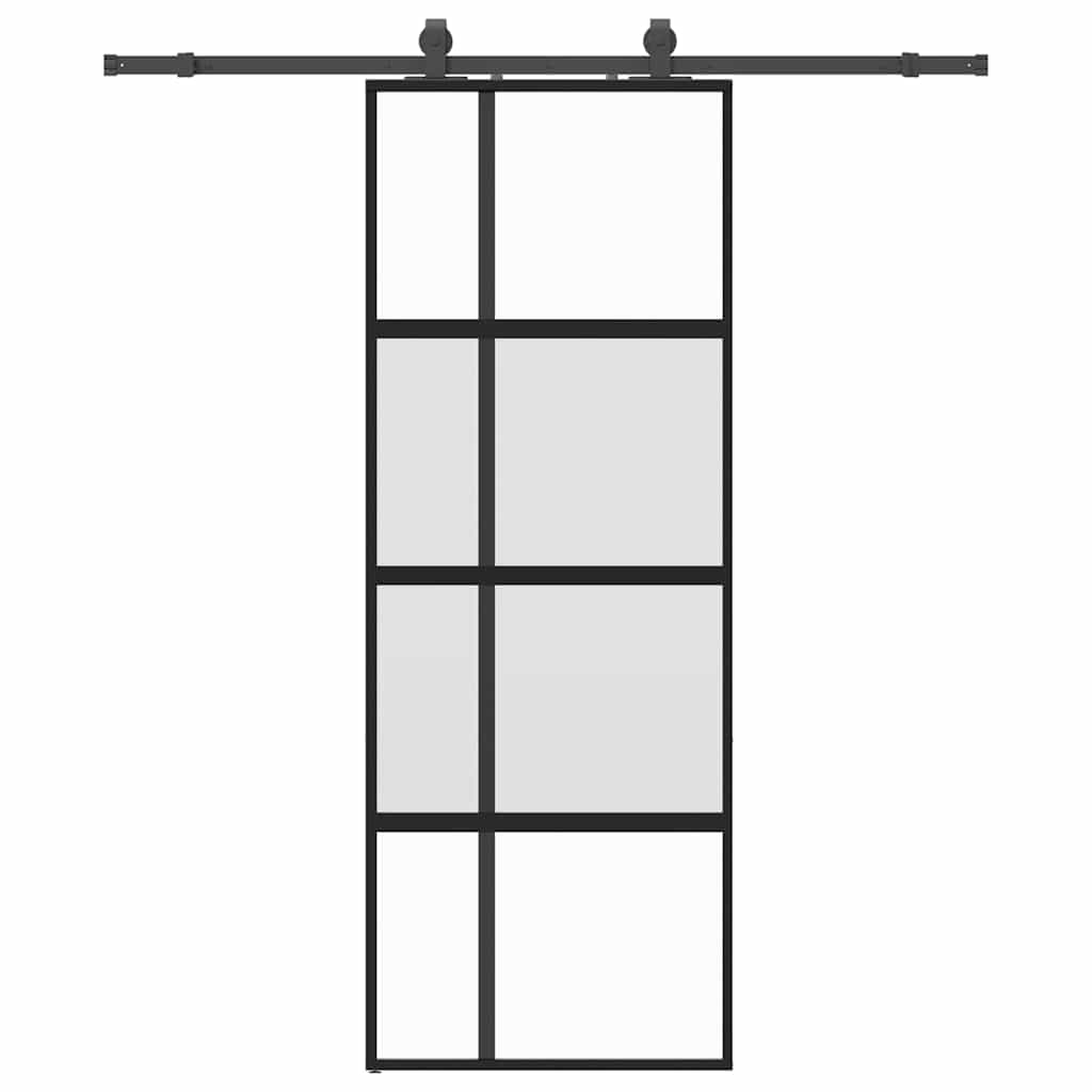 Porta Scorrevole Set Ferramenta Nera 76x205 cm Vetro Temperato | homemem39