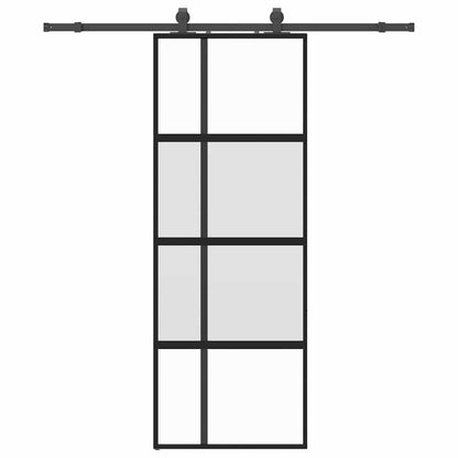 Porta Scorrevole Set Ferramenta Nera 76x205 cm Vetro Temperato | homemem39