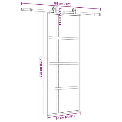 Porta Scorrevole Set Ferramenta Nera 76x205 cm Vetro Temperato | homemem39