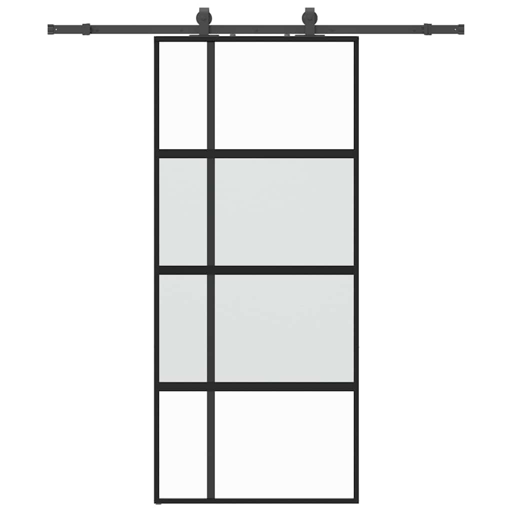 Porta Scorrevole Set Ferramenta Nera 90x205 cm Vetro Temperato | homemem39