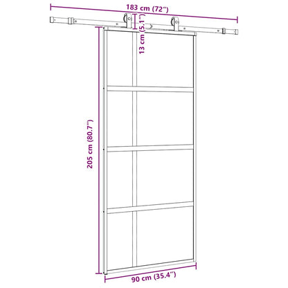 Porta Scorrevole Set Ferramenta Nera 90x205 cm Vetro Temperato | homemem39