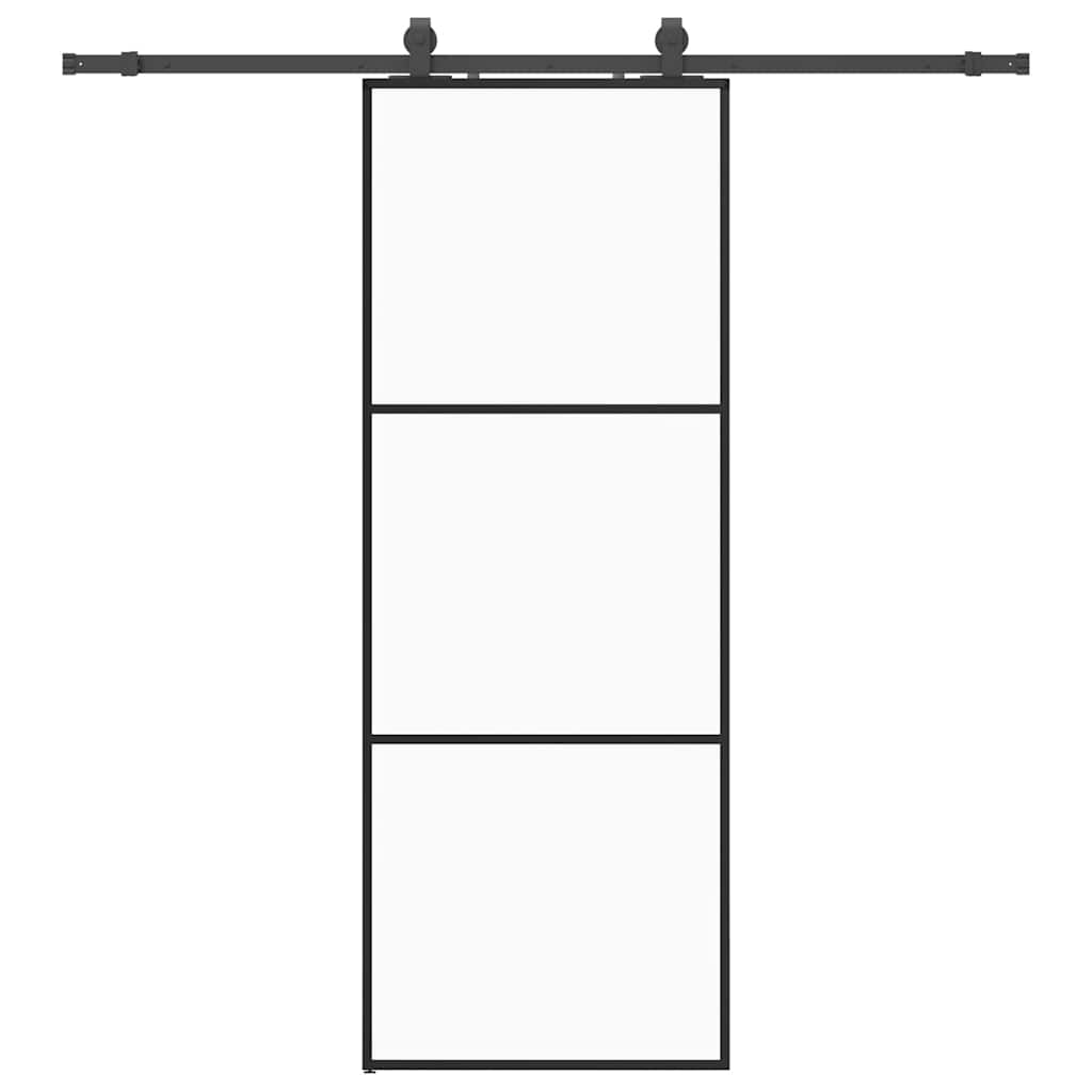 Porta Scorrevole con Ferramenta Nera 76x205 cm in Vetro ESG