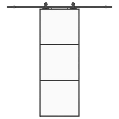Porta Scorrevole con Ferramenta Nera 76x205 cm in Vetro ESG