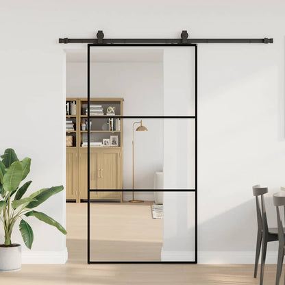 Porta Scorrevole con Ferramenta Nera 102x205 cm in Vetro ESG | homemem39