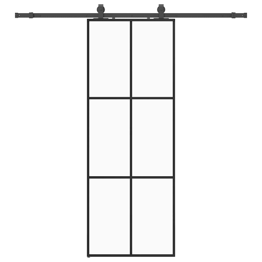 Porta Scorrevole con Ferramenta Nera 76x205 cm in Vetro ESG | homemem39