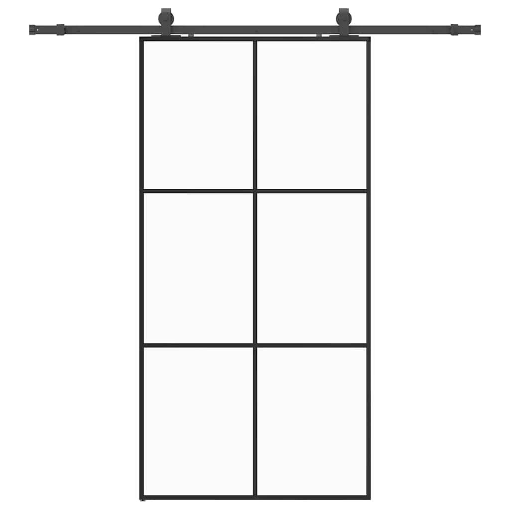 Porta Scorrevole con Ferramenta Nera 102x205 cm in Vetro ESG | homemem39