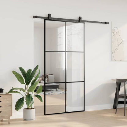 Porta Scorrevole con Ferramenta Nera 102x205 cm in Vetro ESG | homemem39