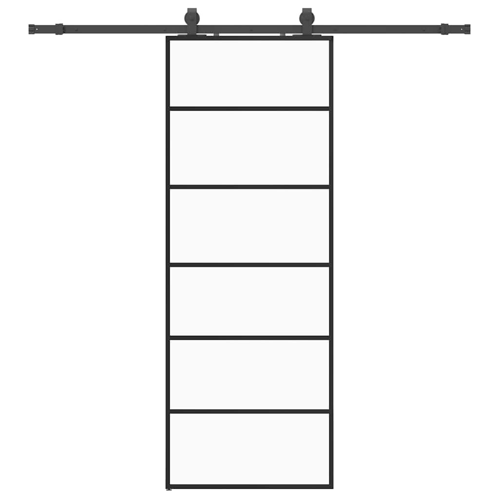Porta Scorrevole con Ferramenta Nera 76x205 cm in Vetro ESG | homemem39