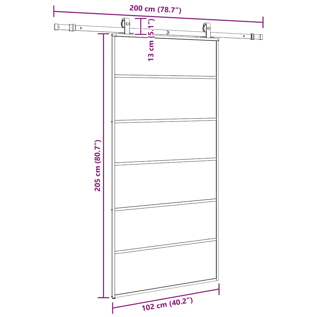 Porta Scorrevole con Ferramenta Nera 102x205 cm in Vetro ESG | homemem39