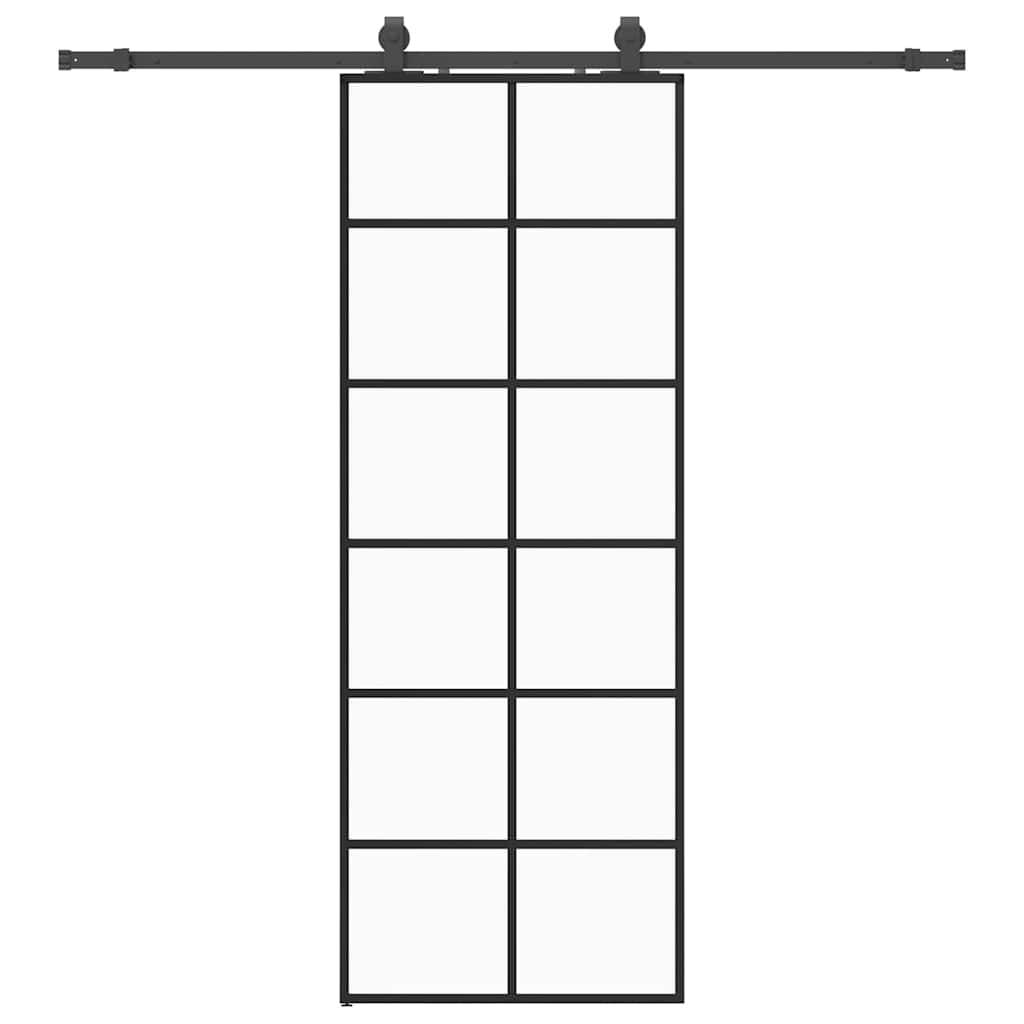 Porta Scorrevole con Ferramenta Nera 76x205 cm in Vetro ESG | homemem39