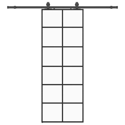 Porta Scorrevole con Ferramenta Nera 76x205 cm in Vetro ESG | homemem39