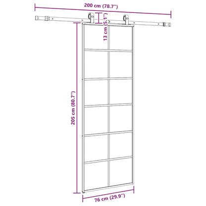Porta Scorrevole con Ferramenta Nera 76x205 cm in Vetro ESG | homemem39