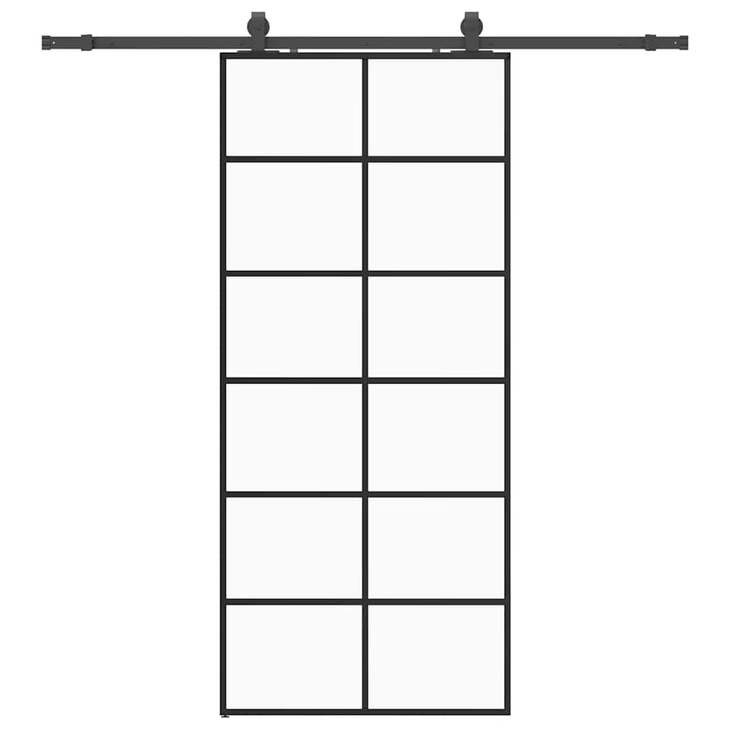 Porta Scorrevole con Ferramenta Nera 90x205 cm in Vetro ESG | homemem39