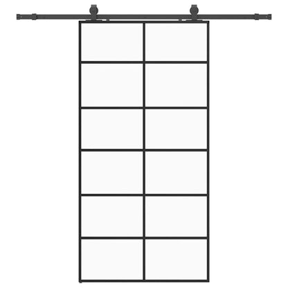 Porta Scorrevole con Ferramenta Nera 102x205 cm in Vetro ESG