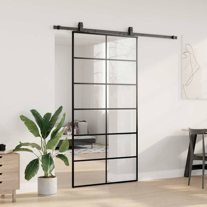 Porta Scorrevole con Ferramenta Nera 102x205 cm in Vetro ESG | homemem39