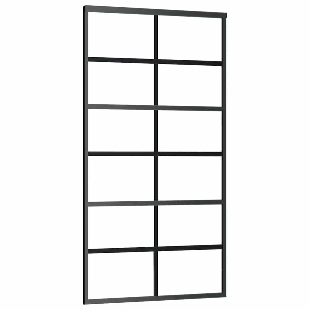 Porta Scorrevole con Ferramenta Nera 102x205 cm in Vetro ESG | homemem39
