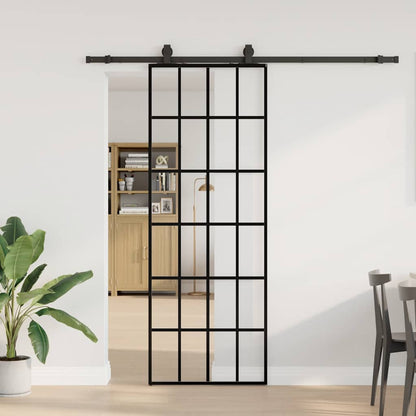 Porta Scorrevole con Ferramenta Nera 76x205 cm in Vetro ESG | homemem39