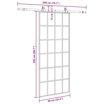 Porta Scorrevole con Ferramenta Nera 90x205 cm in Vetro ESG | homemem39