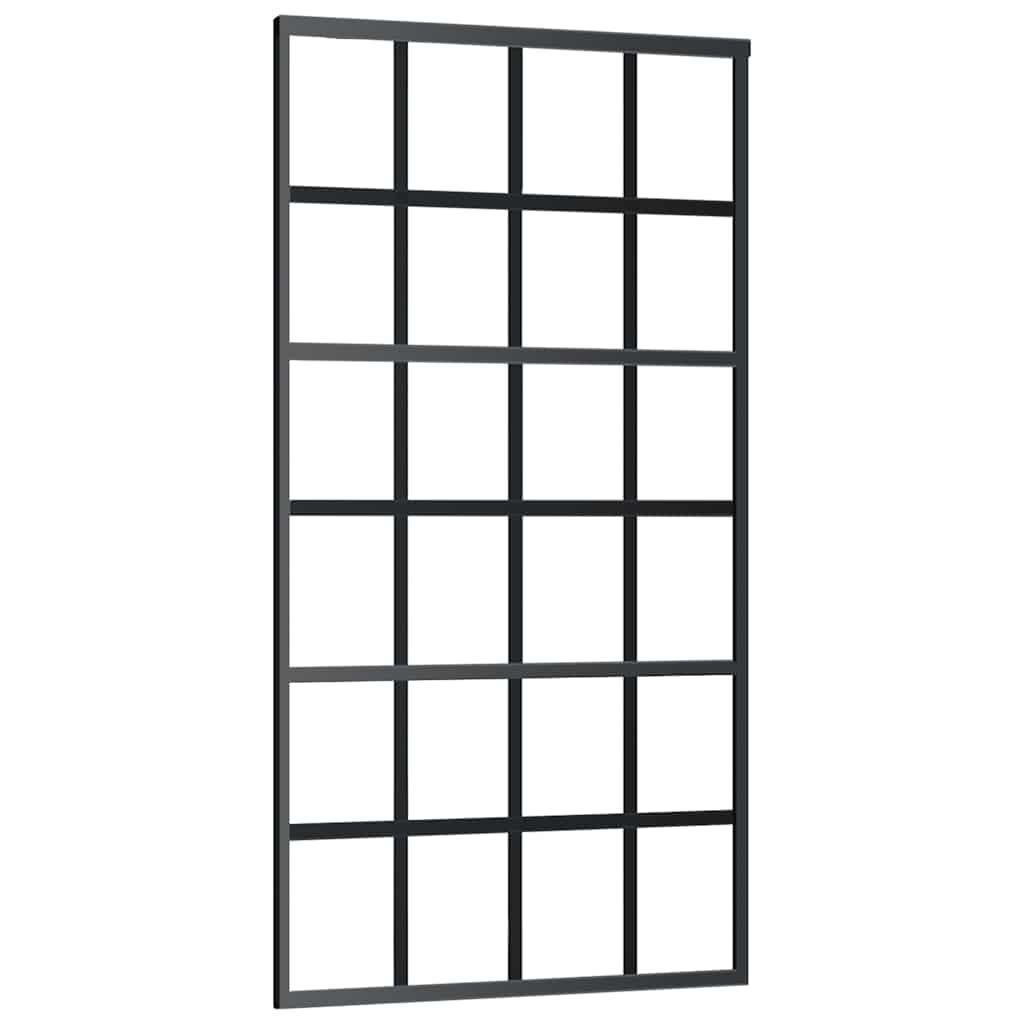 Porta Scorrevole con Ferramenta Nera 102x205 cm in Vetro ESG