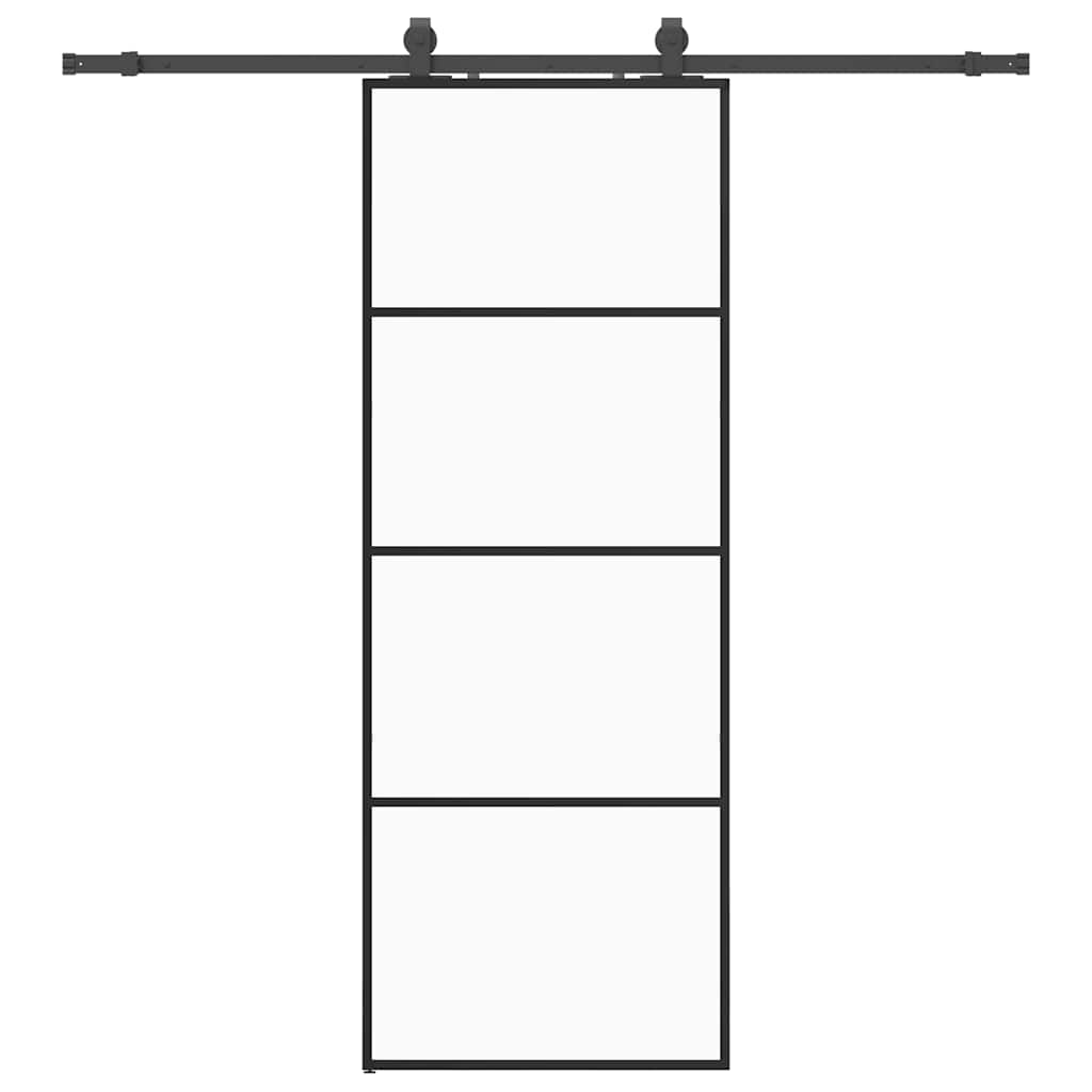 Porta Scorrevole con Ferramenta Nera 76x205 cm in Vetro ESG | homemem39