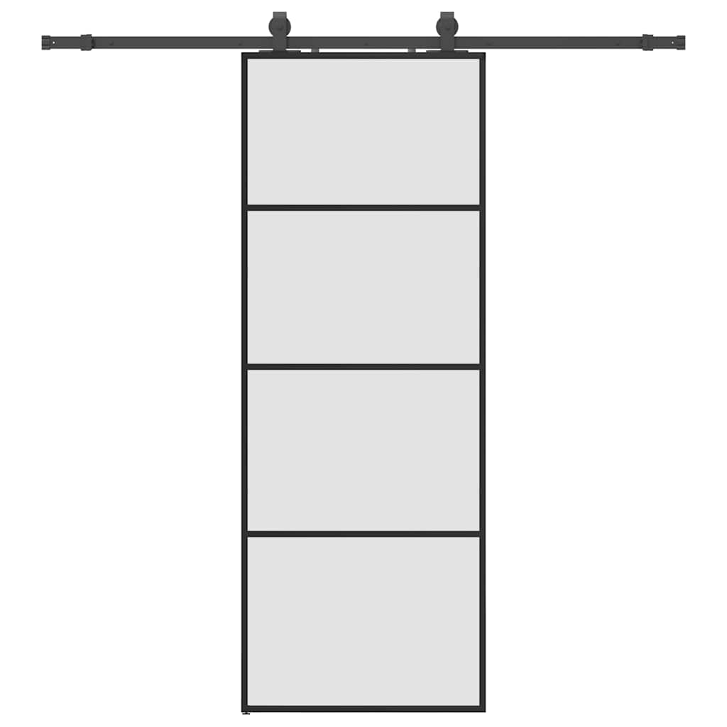 Porta Scorrevole con Ferramenta Nera 76x205 cm in Vetro ESG | homemem39