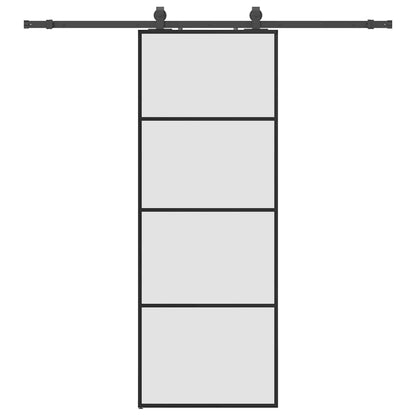 Porta Scorrevole con Ferramenta Nera 76x205 cm in Vetro ESG | homemem39