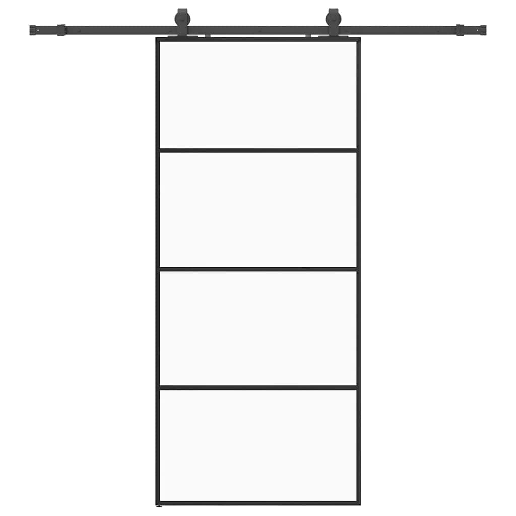 Porta Scorrevole con Ferramenta Nera 90x205 cm in Vetro ESG | homemem39