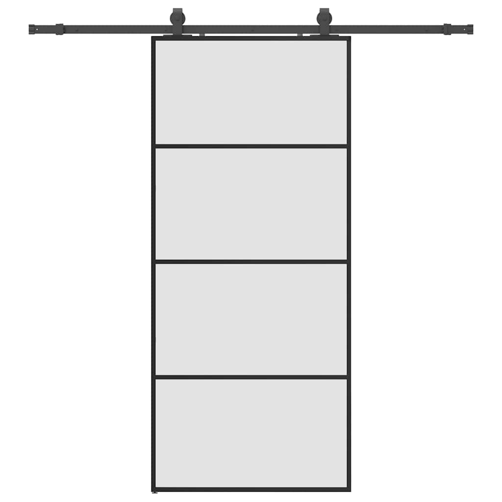 Porta Scorrevole con Ferramenta Nera 90x205 cm in Vetro ESG