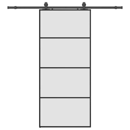 Porta Scorrevole con Ferramenta Nera 90x205 cm in Vetro ESG