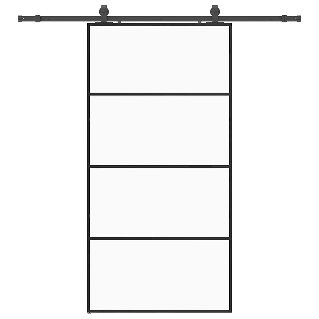 Porta Scorrevole con Ferramenta Nera 102,5x205 cm in Vetro ESG | homemem39