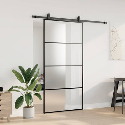 Porta Scorrevole con Ferramenta Nera 102,5x205 cm in Vetro ESG | homemem39