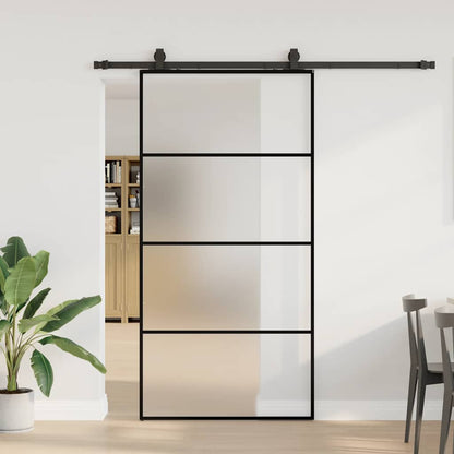 Porta Scorrevole con Ferramenta Nera 102,5x205 cm in Vetro ESG | homemem39