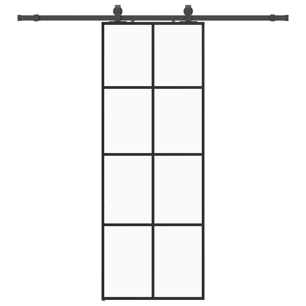 Porta Scorrevole con Ferramenta Nera 76x205 cm in Vetro ESG | homemem39