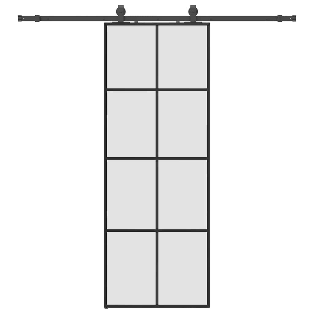 Porta Scorrevole con Ferramenta Nera 76x205 cm in Vetro ESG | homemem39