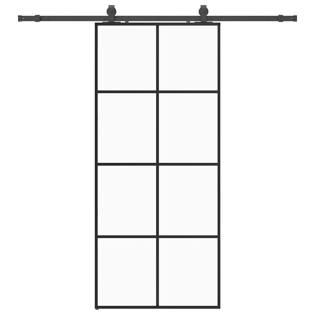Porta Scorrevole con Ferramenta Nera 90x205 cm in Vetro ESG | homemem39