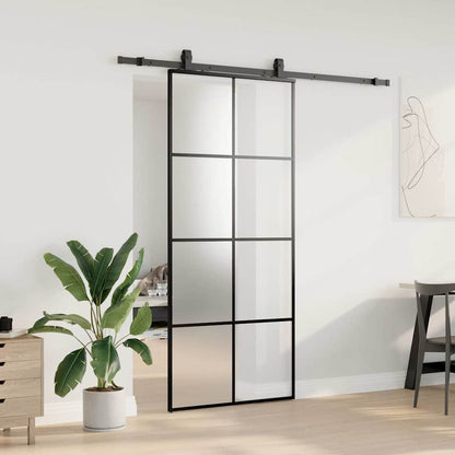 Porta Scorrevole con Ferramenta Nera 90x205 cm in Vetro ESG | homemem39