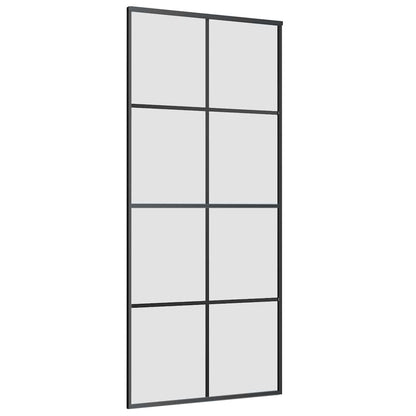 Porta Scorrevole con Ferramenta Nera 90x205 cm in Vetro ESG | homemem39