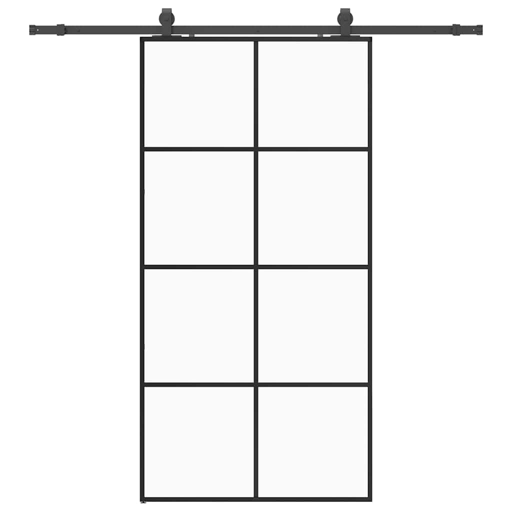 Porta Scorrevole con Ferramenta Nera 102,5x205 cm in Vetro ESG | homemem39