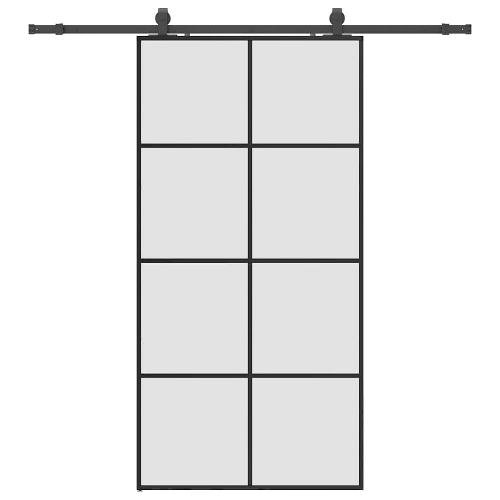 Porta Scorrevole con Ferramenta Nera 102,5x205 cm in Vetro ESG | homemem39