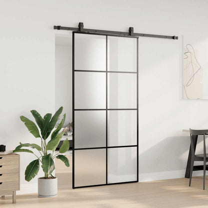 Porta Scorrevole con Ferramenta Nera 102,5x205 cm in Vetro ESG | homemem39
