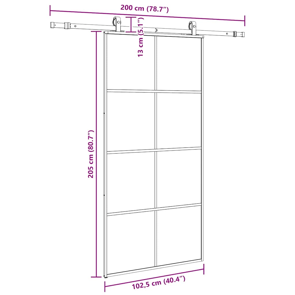 Porta Scorrevole con Ferramenta Nera 102,5x205 cm in Vetro ESG | homemem39