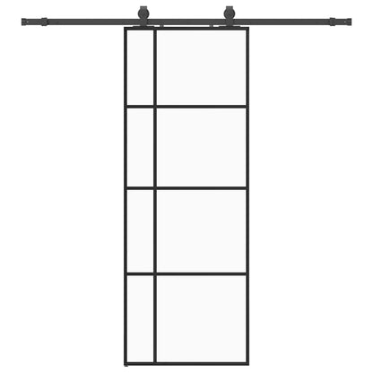 Porta Scorrevole con Ferramenta Nera 76x205 cm in Vetro ESG | homemem39