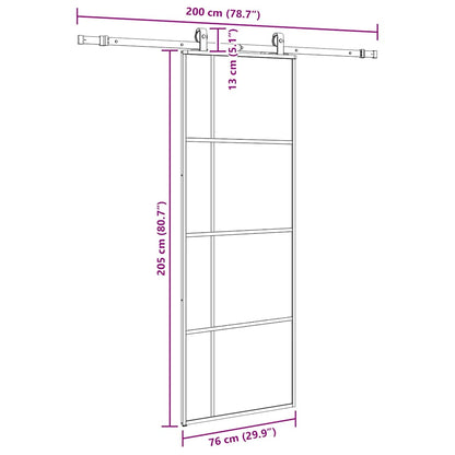 Porta Scorrevole con Ferramenta Nera 76x205 cm in Vetro ESG | homemem39