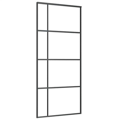Porta Scorrevole con Ferramenta Nera 90x205 cm in Vetro ESG