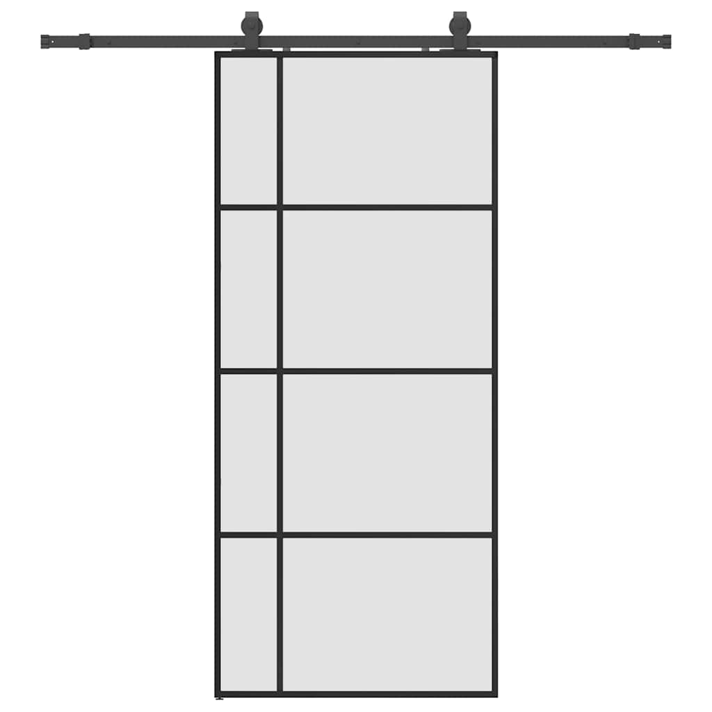 Porta Scorrevole con Ferramenta Nera 90x205 cm in Vetro ESG