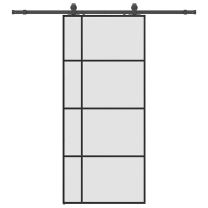Porta Scorrevole con Ferramenta Nera 90x205 cm in Vetro ESG
