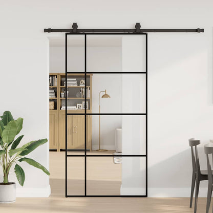 Porta Scorrevole con Ferramenta Nera 102,5x205 cm in Vetro ESG | homemem39